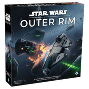 Star Wars: Outer Rim - Star Wars Outer Rim board game box with space battle artwork featuring starships and laser fire on a dark blue background.