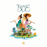 Tokaido: Duo - Colorful illustrated board game cover showing two stylized travelers, a small village, and scenic elements in vibrant.