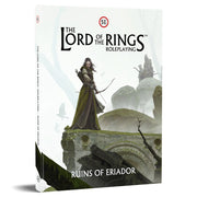 D&D 5E - Lord of the Rings: Ruins of Eriador - Softcover D&D 5E Lord of the Rings Ruins of Eriador book with fantasy warrior and misty landscape on cover.