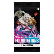 Magic: The Gathering - Foundations Play Booster Pack - The Gathering Foundations with armored warrior artwork and colorful geometric shapes.