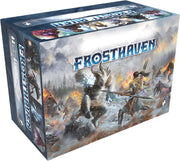 Frosthaven - 1st printing - Frosthaven board game box with snowy fantasy battle scene featuring warriors and mystical creatures.