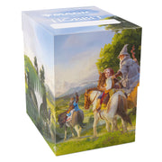 The Hobbit Soft Dynacrate 100+ XL - Leaving Hobbiton/Troop of Ponies - Blue and green rectangular deck box featuring The Hobbit artwork with riders on horses in a scenic landscape.
