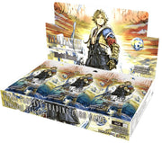 Final Fantasy TCG: Blissful Eternity Booster Box Display (PREORDER) - Open display box with colorful Final Fantasy TCG Blissful Eternity booster packs featuring a heroic character and fantasy.