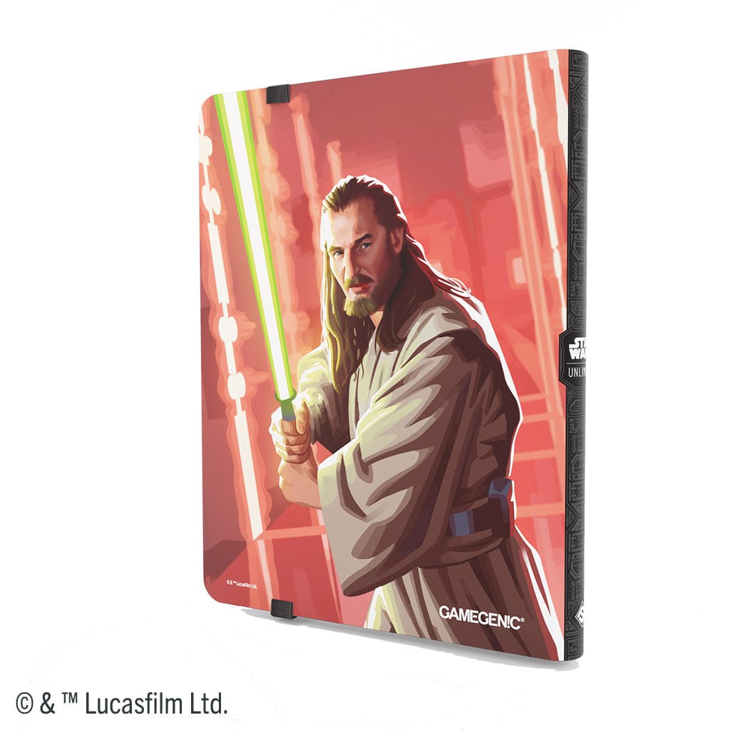 Star Wars: Unlimited Casual Album 18-Pocket - Qui-Gon Jinn/Darth Maul - 18-pocket binder with Qui-Gon Jinn holding a green lightsaber on a red background.