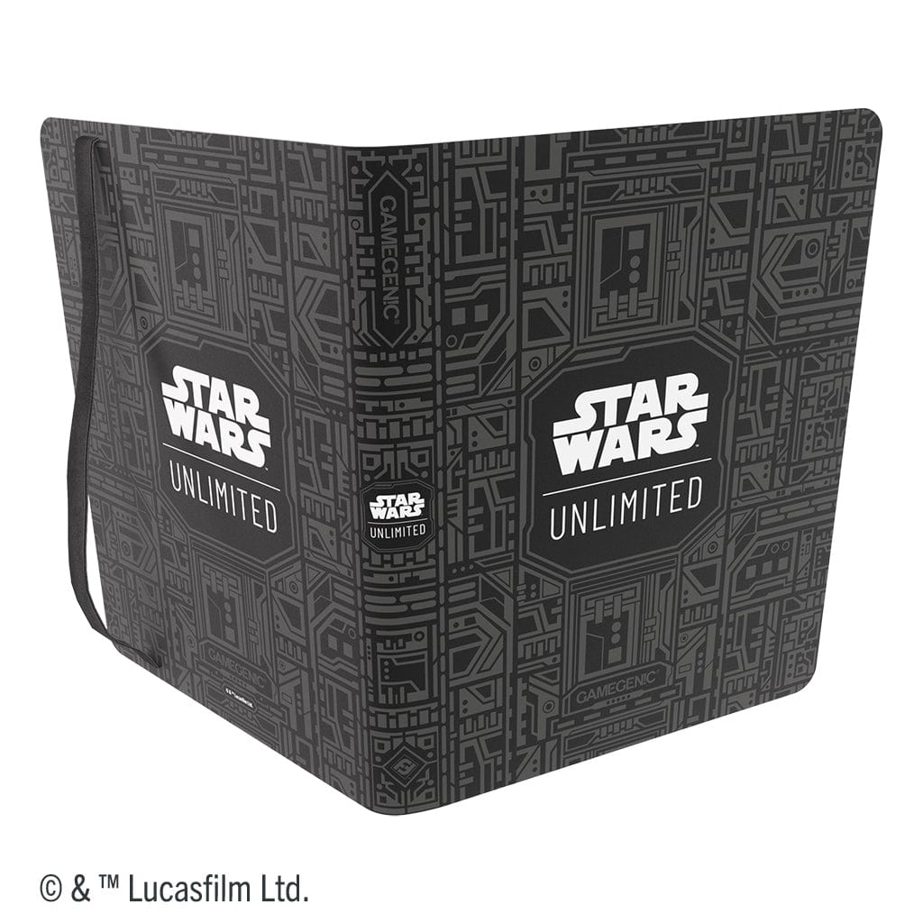 Star Wars: Unlimited Casual Album 18-Pocket - Unlimited Pattern - Black binder with intricate Star Wars-themed line art and white "Star Wars Unlimited" logo on front and spine, featuring a.