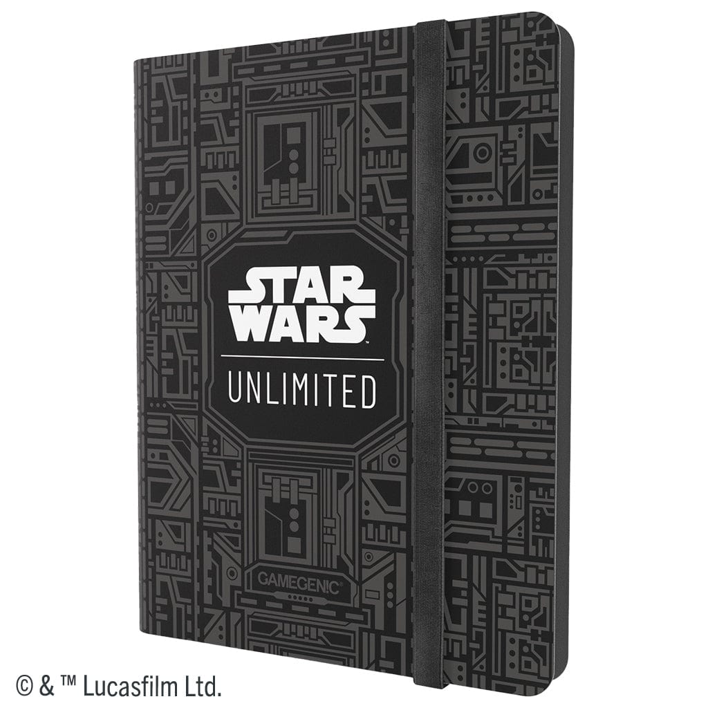 Star Wars: Unlimited Casual Album 18-Pocket - Unlimited Pattern - Black 18-pocket album with geometric Star Wars-themed pattern and white Star Wars Unlimited logo on cover.