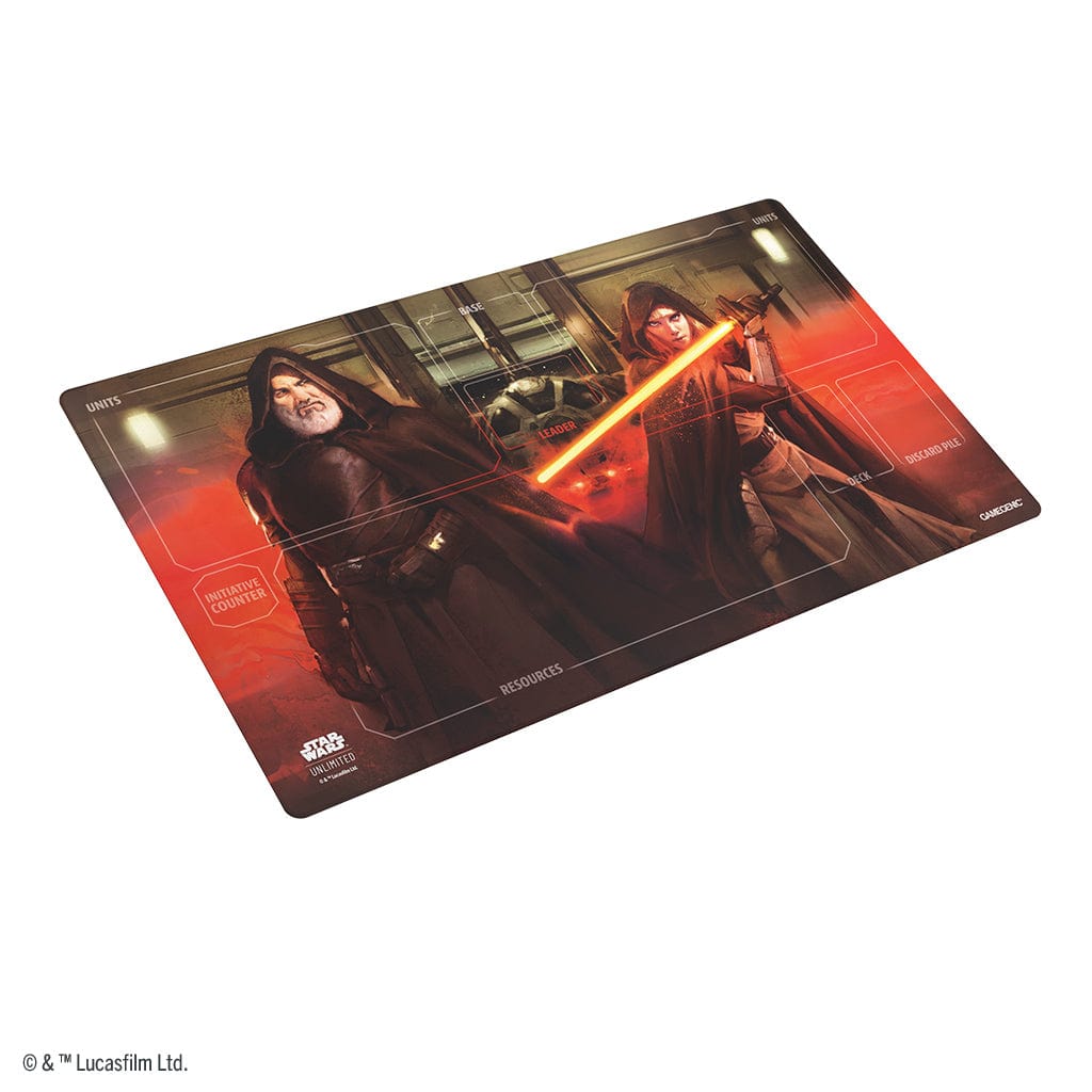Star Wars: Unlimited Game Mat - Baylan & Shin Hati - Rectangular game mat featuring Star Wars characters Baylan and Shin Hati wielding red lightsabers against a dark sci-fi.