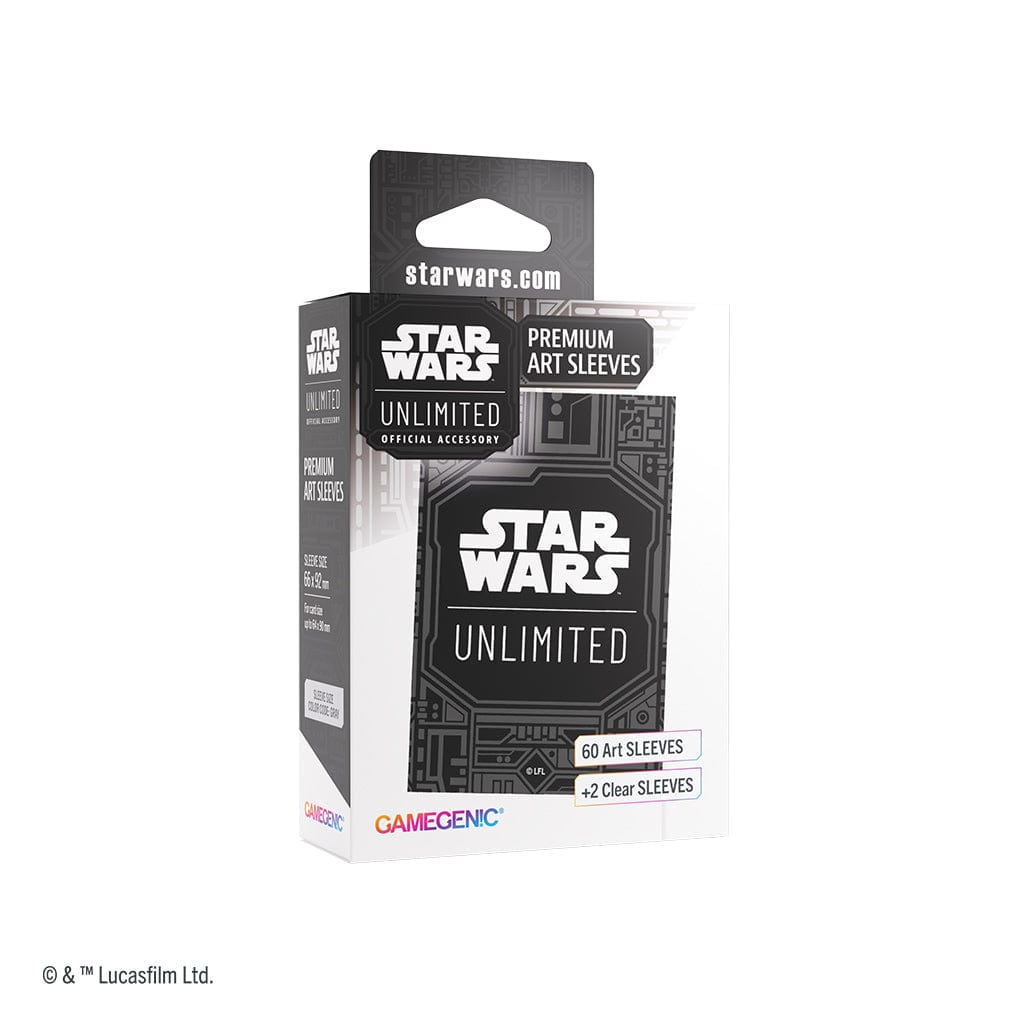 Star Wars: Unlimited Premium Art Sleeves - Unlimited Pattern - Black and white Star Wars-themed card sleeves packaging with geometric patterns and logo.