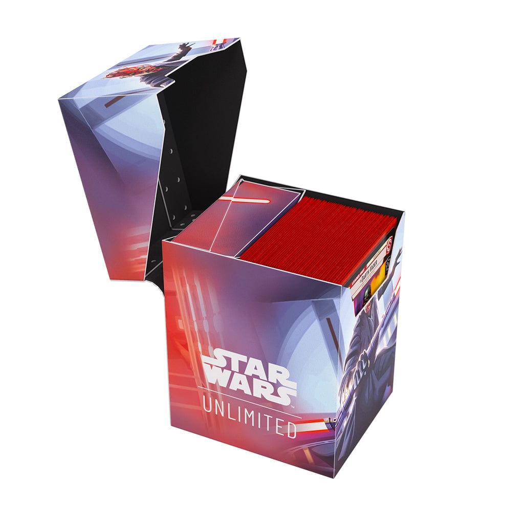 Star Wars: Unlimited Soft Crate - Darth Maul - Rectangular soft storage crate with Star Wars Unlimited branding, Darth Maul artwork, and open lid showing red interior.