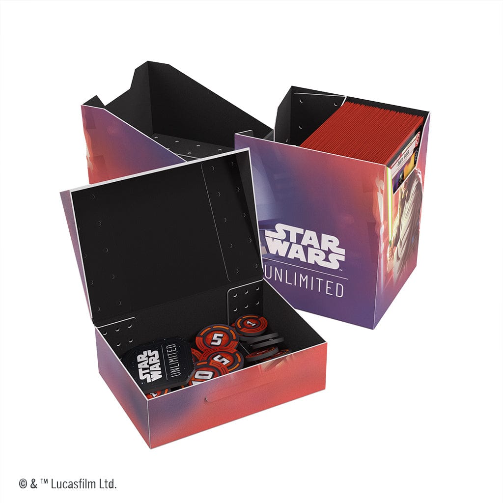 Star Wars: Unlimited Soft Crate - Qui-Gon Jinn - Foldable soft storage crate featuring Star Wars Unlimited branding with a gradient galaxy background in purple, red, and.