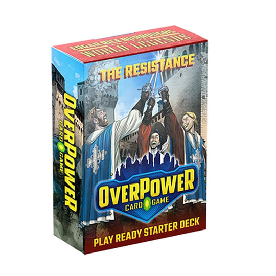 OverPower: Edgar Rice Burroughs and the World Legends: The Resistance Starter Deck - The Resistance Starter Deck, with bold yellow and blue text on a red background.