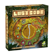The Lost Code - Square board game box with a colorful circular Aztec-style design featuring a green dragon and six multicolored symbols on a