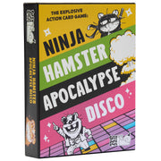 Ninja Hamster Apocalypse Disco (PREORDER) - Colorful card game box with bold text “Ninja Hamster Apocalypse Disco” featuring a cartoon hamster ninja and disco floor.