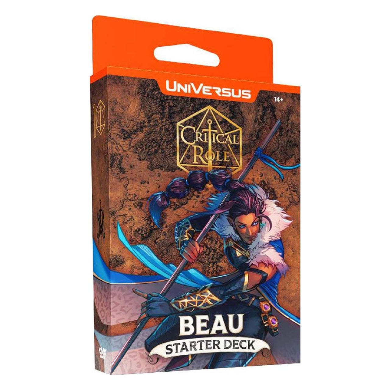 UniVersus CCG: Critical Role - Heroes of Exandria Beau Starter Deck - UniVersus CCG Critical Role Beau Starter Deck with fantasy artwork of a purple-haired warrior wielding a staff on a brown.