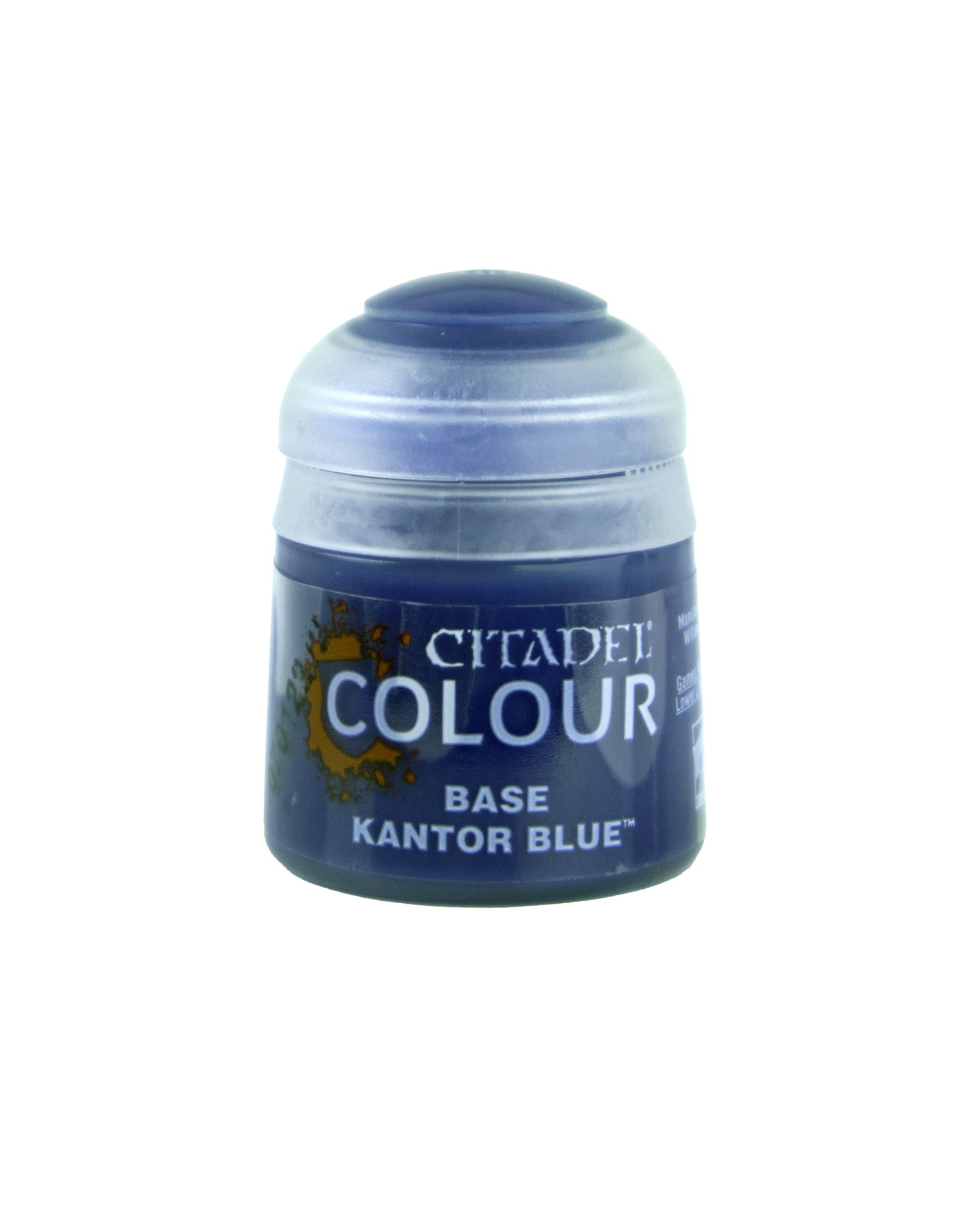 Citadel Technical Paint: Kantor Blue - Small plastic pot of Citadel Colour Kantor Blue technical paint with a rounded, ridged cap and a blue label.