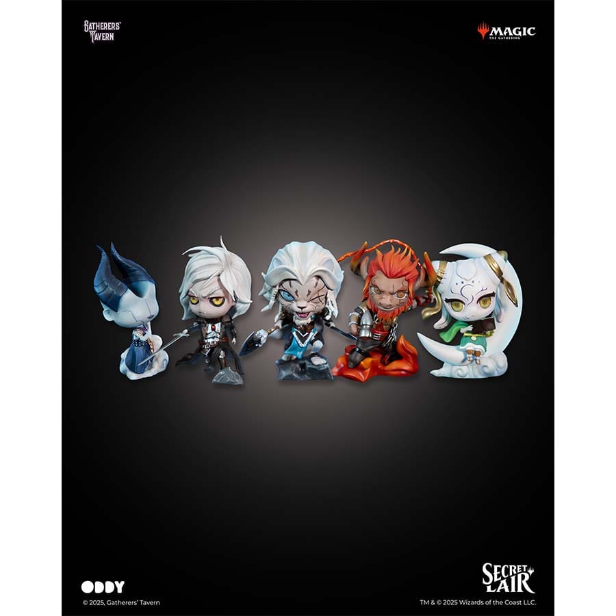 Gatherers' Tavern x Magic The Gathering: Lil Walkers Mystery Blind Boxes - Set of five Magic The Gathering Lil Walkers collectible figures with detailed fantasy designs and vibrant colors.