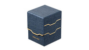 Gatherers' Tavern: Domaru Armory Collection Vertex 100+ Deck Box - Lazulite (PREORDER) - Dark blue textured deck box with gold angular lines and compact rectangular shape.