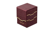 Gatherers' Tavern: Domaru Armory Collection Vertex 100+ Deck Box - Carnelian (PREORDER) - Compact rectangular deck box in deep carnelian red with gold-tone angular trim and textured finish.