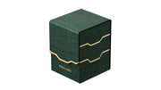 Gatherers' Tavern: Domaru Armory Collection Vertex 100+ Deck Box - Malachite (PREORDER) - Dark green textured rectangular deck box with gold geometric line accents and "Domaru" text on front.