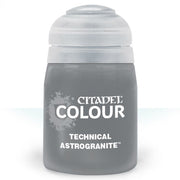 Citadel Technical Paint: Astrogranite - Small cylindrical gray plastic paint pot with a rounded, translucent cap labeled Citadel Colour Technical Astrogranite paint.