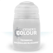 Citadel Technical Paint: Valhallan Blizzard - Small frosted plastic paint pot labeled Citadel Colour Technical Valhallan Blizzard with a twist-off lid.