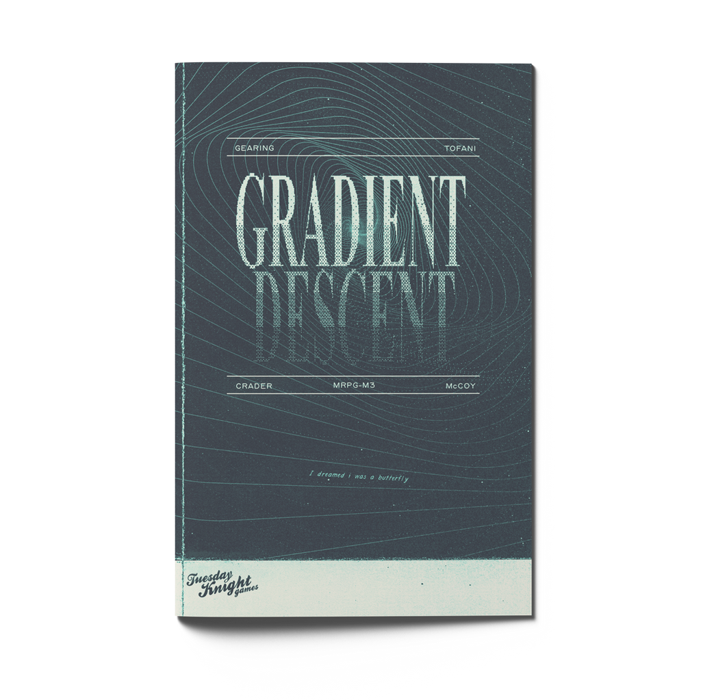 Mothership: Gradient Descent (PREORDER) - Dark teal book cover with circular line patterns, large white serif title "Gradient Descent," and a white bottom border with