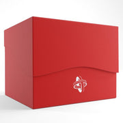 Deck Box: Side Holder 100+ XL Red - Red rectangular deck box with smooth matte finish, curved front flap, and white logo on the front.