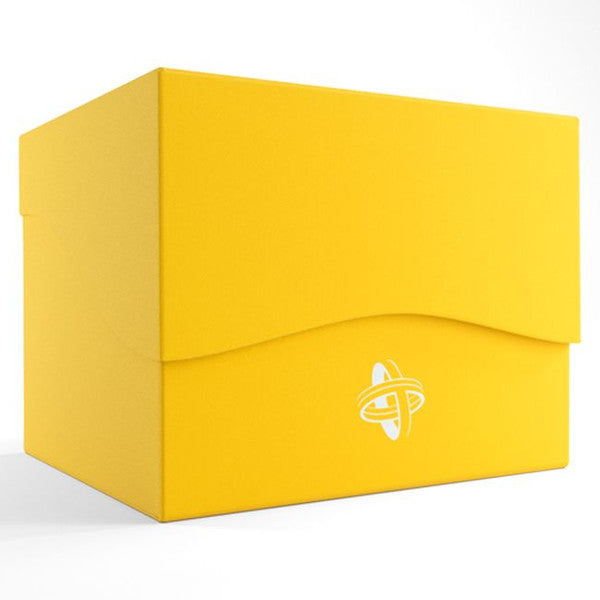 Deck Box: Side Holder 100+ XL Yellow - Bright yellow rectangular deck box with a wave-shaped lid and a white logo on the front.
