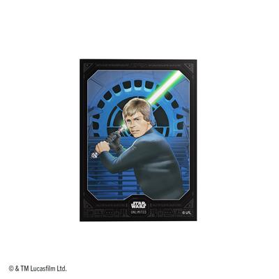 Star Wars: Unlimited Premium Art Sleeves - Jedi Luke Skywalker - Premium card sleeve featuring Jedi Luke Skywalker with glowing green lightsaber and blue tech background.