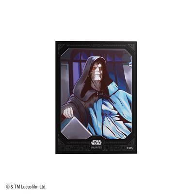 Star Wars: Unlimited Premium Art Sleeves - Emperor Palpatine - Premium card sleeve featuring Emperor Palpatine in dark hooded robe holding a glowing blue lightning bolt against a shadowy.