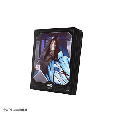 Star Wars: Unlimited Premium Art Sleeves - Emperor Palpatine - Premium card sleeves featuring Emperor Palpatine in dark robes with glowing red eyes and blue lightning effects on a black.