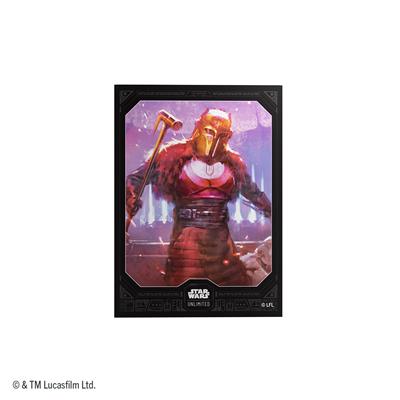 Star Wars: Unlimited Premium Art Sleeves - The Armorer - Premium card sleeve featuring The Armorer from Star Wars in red armor with a helmet, set against a purple background with a.