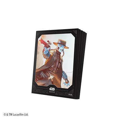 Star Wars: Unlimited Premium Art Sleeves - Cad Bane - Card sleeves featuring Cad Bane artwork in brown and blue tones, with black borders and Star Wars logo at bottom.
