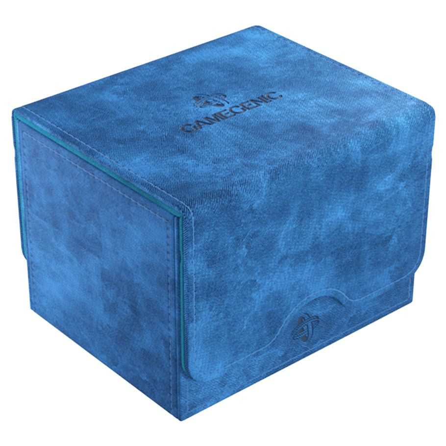 Gamegenic Sidekick 100+ XL - Blue - Blue textured deck box with flap lid, embossed Gamegenic logo, designed to hold 100+ cards.