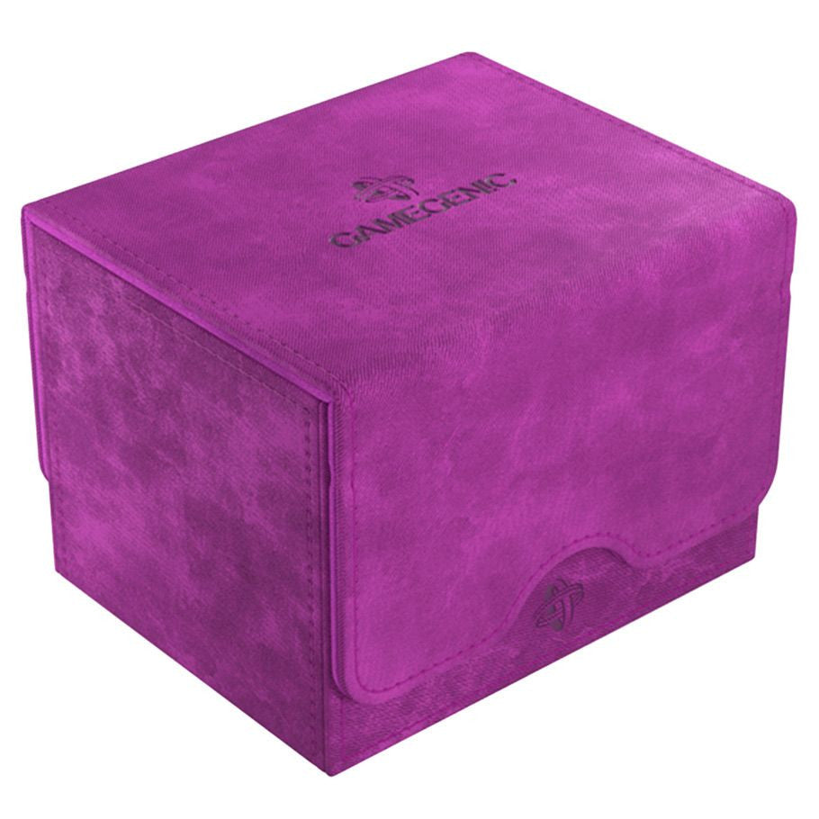 Gamegenic Sidekick 100+ XL - Purple - Purple suede-like rectangular deck box with Gamegenic logo embossed on top and magnetic flap closure.
