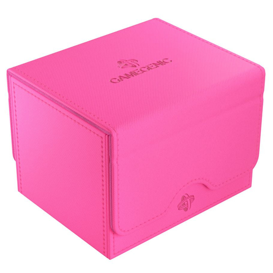 Deck Box: Sidekick: 100+ XL Pink - Bright pink rectangular deck box with stitched edges and subtle embossed logo on top and front flap.