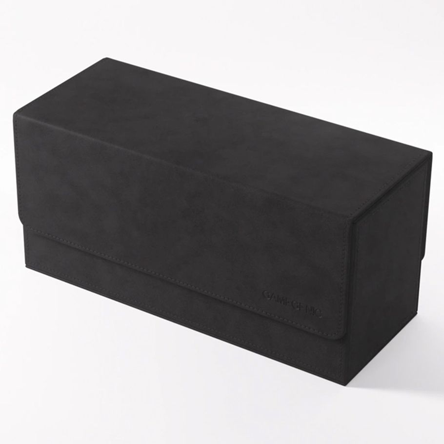 Deck Box: The Academic: 133+ XL Black Stealth Edition - Matte black rectangular deck box with sharp edges and magnetic closure.
