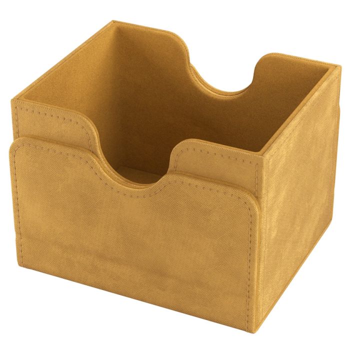 Deck Box: Sidekick PRO 100+ XL Convertible Sand - Sand-colored rectangular deck box with a soft, suede-like texture and open top compartments for card storage.