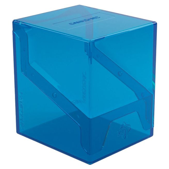 GameGenic Bastion 100+ XL Deck Box - Blue - Translucent blue plastic deck box with a hinged lid and reinforced corners, designed for gaming cards storage.