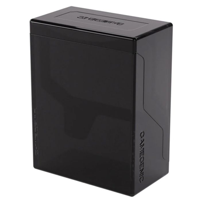 Deck Box: Bastion: 50+ XL Black - Matte black rectangular deck box with smooth finish and embossed logo on side and top.
