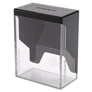 Deck Box: Bastion: 50+ XL Black & Clear - Black and clear rectangular plastic deck box with hinged lid and angled interior compartments.