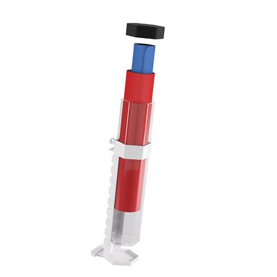 Gamegenic: Game Castle Playmat Tube - White - Clear cylindrical plastic tube with a black cap, containing rolled blue and red playmats inside, with a white locking strap.