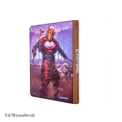Star Wars: Unlimited Zip-Up Album 18-Pocket - The Armorer & Whistling Birds - Star Wars card binder with zip-up brown spine, featuring The Armorer and Whistling Birds artwork on front cover, purple.