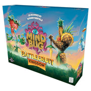 Mindbug: Battlefruit Kingdom - Colorful rectangular box for Mindbug Battlefruit Kingdom card game with vibrant fruit-themed fantasy artwork and bold title.