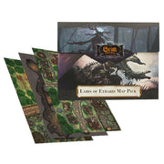 D&D 5E: Grim Hollow: Lairs of Etharis Map Pack - Folded fantasy game map pack featuring dark, eerie forest and swamp terrain with green foliage and muddy paths.