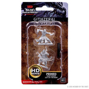 D&D Nolzur's Marvelous Miniatures: Githzerai - Two gray plastic Githzerai miniature figures for Dungeons & Dragons, packaged in clear blister with branded cardboard.