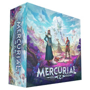 Mercurial - Strategy board game box with fantasy artwork featuring two characters in a colorful, mystical landscape.