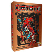 Coyote - Coyote card game box with red coyote and blue roadrunner illustration on brown background.