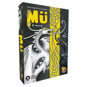 Mü & More - Mü & More card game box featuring black, white, and yellow artwork with dragon illustrations and bold typography.