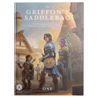 D&D 5E: The Griffon's Saddlebag Book One - Fantasy RPG book cover featuring three adventurers—human warrior, halfling, and winged elf—against a medieval town backdrop.